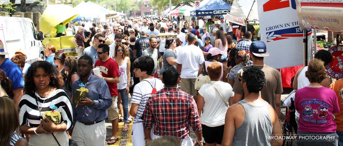 Festival visitors at food stalls
